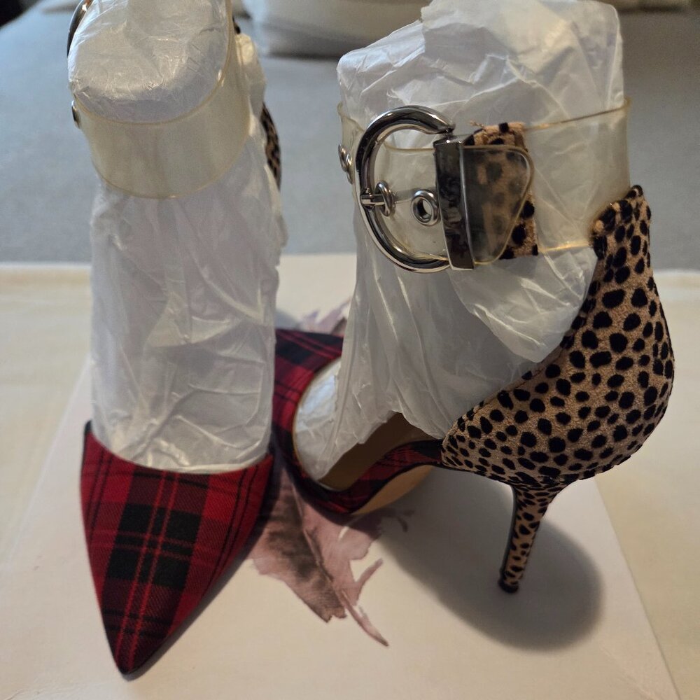Red Plaid Cheetah Jessica Simpson heels